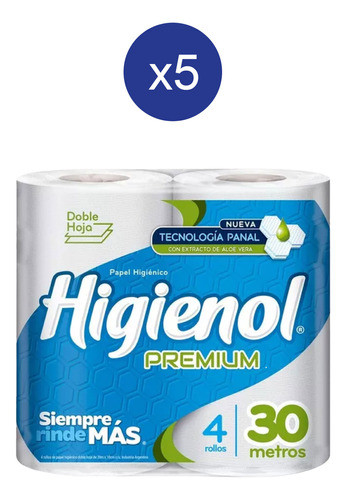 Pack Papel Higienico Higienol Premium Doble Hoja 30 Metros 4 0