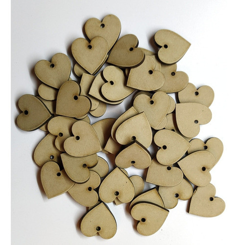 50 Corazones Fibrofacil 5cm Perforacion Mdf Souvenirs 0