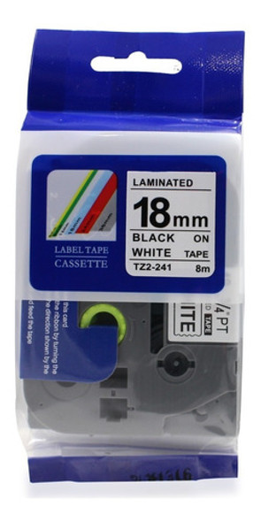 Fita Compativel Tz-241 Rotulador Pt-7600 Brother Branca 18mm 0
