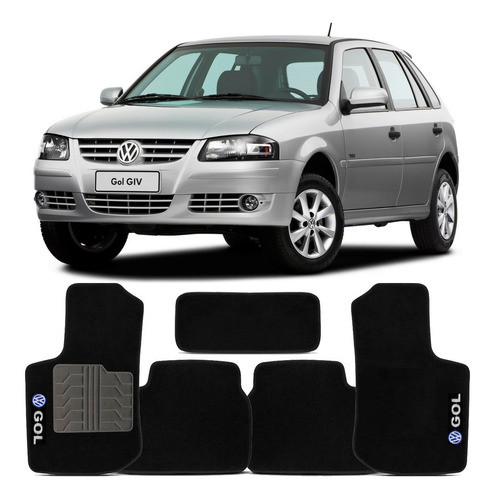 Jogo Tapete Vw Gol G4 2006 A 2014 Automotivo Carpete Preto 0