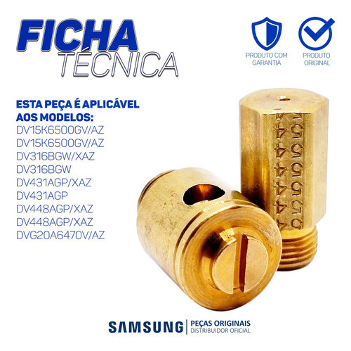 Kit Conversor Gás Secadora Samsung Original Nf 1