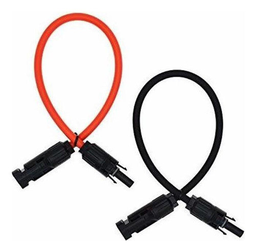 1 Par Negro Rojo 10awg (6 Mm²) Cable De Extension Del Panel 1