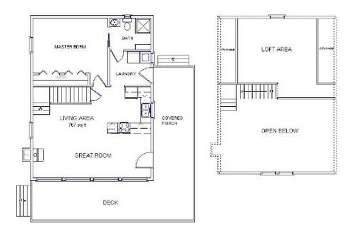 Planos De Cabaña 73 Cm X 91 Cm Con Loft Diseño Fácil 1