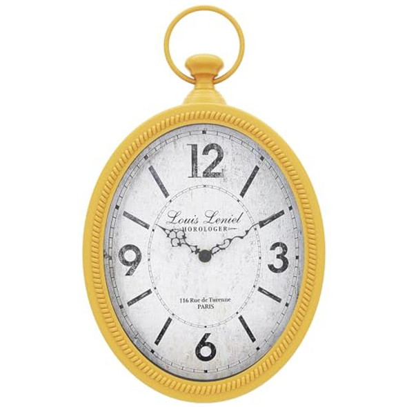 Reloj De Pared Retro Pequeño 17x28 Cm Amarillo Blanco 0