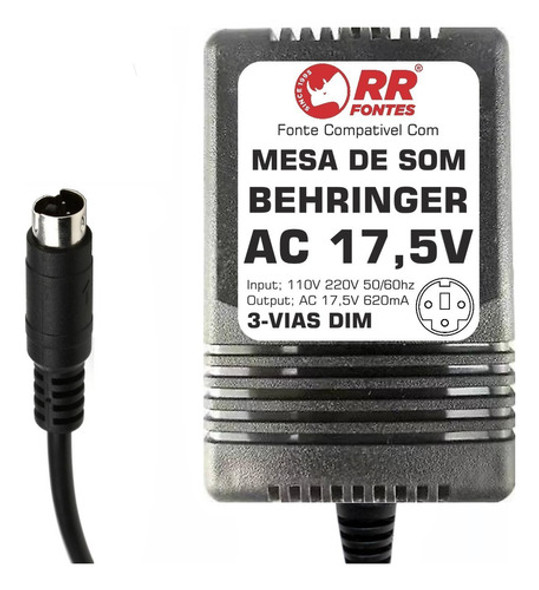 Fonte 17,5v Para Mesa Som Mixer Behringer Psu5 Xenyx Q-1202 1