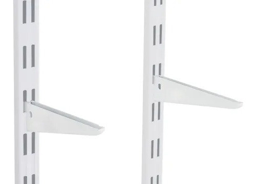 Kit 4 Trilhos Duplo 2m + 20 Suportes Duplos 37cm Branco 1