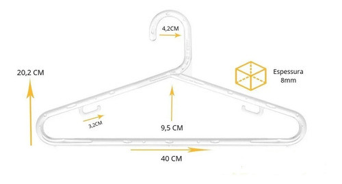 Cabides De Acrilico 40 Unidades Transparente Adulto 8mm Top 1