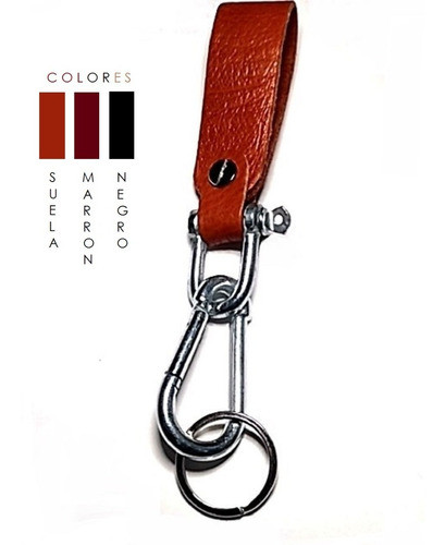 Llavero Cuero Carabiner Doble Mosqueton Cinturon V.crespo 1