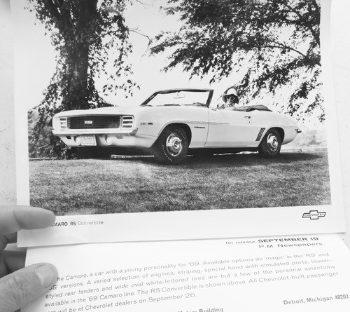 Foto Antigua Chevrolet Camaro Rs 327 1969 No Folleto Manual 0