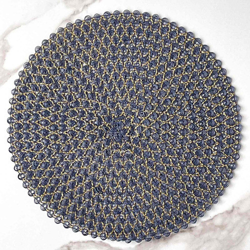 Individual Polipropileno Azul Con Líneas Doradas Ø 37cm 0