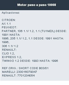 Motor Paso A Paso Peugeot Renault 230016079047 B03/01 1