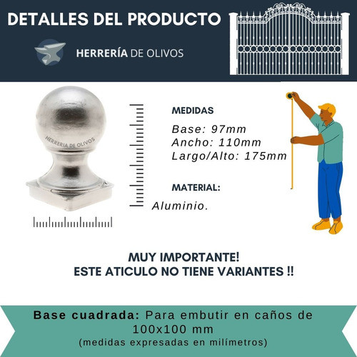 Bocha Para Caño De 10cm - Esfera Para Columna 1