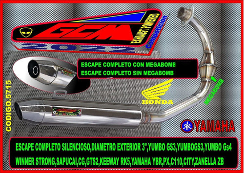 Escape Deportivo Gcm Gs4 - Silencioso P/ Ciudad C/ Mega 1