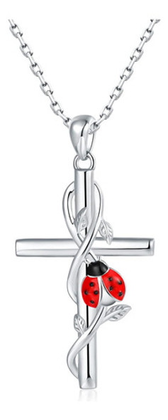 925-sterling-silver-silver Cross Necklace For Women Cute Red 0