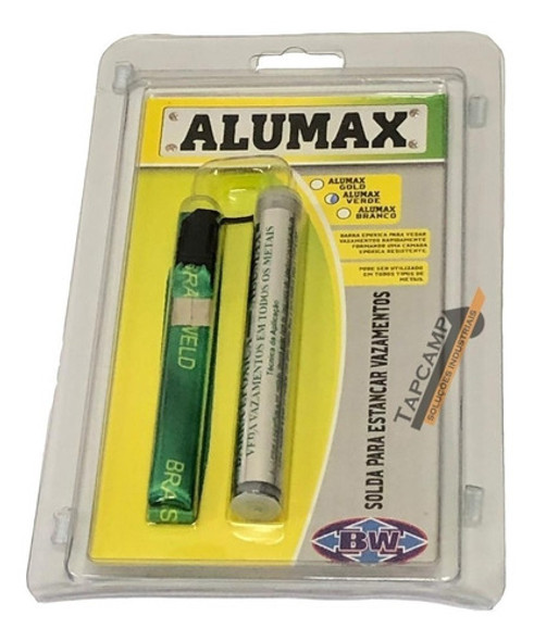 Solda Estancar Vazamento Refrigerado Alumax Verde + Limpador 1 Solda Estancar Vazamento Refrigerado Alumax Verde + Limpador 1