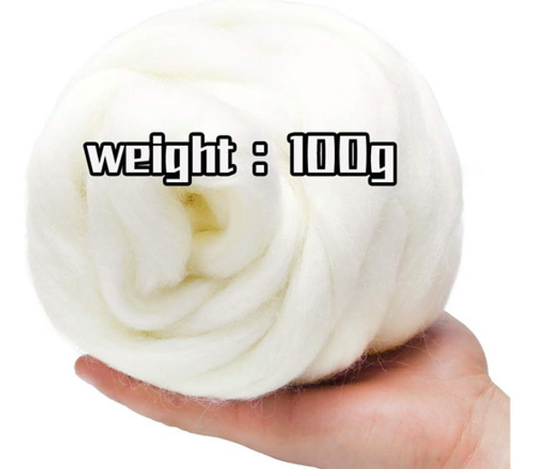 Lana Pura De 100g Para Feltrado Y Hilado Manual, Blanco, Gru 1