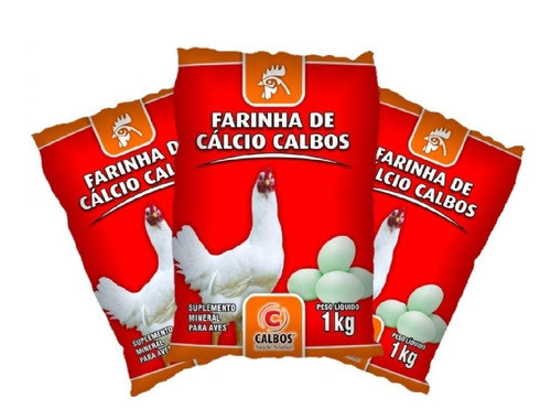 Kit 3 Farinha De Cálcio 1kg Para Galinha Suplemento Mineral 0