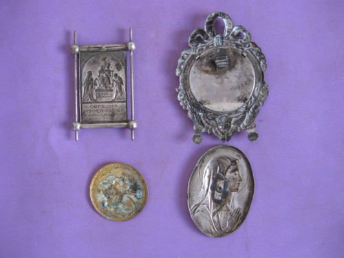Lote De 4 Placas De Metal, Religiosas. Angel, Virgen 1