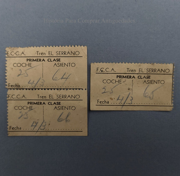 3 Boletos Antiguos Tren Ferrocarril F.c.c.a. El Serrano 0