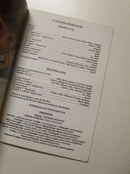 Programa De Teatro Opera  La Bella Y La Bestia  El Musical 1