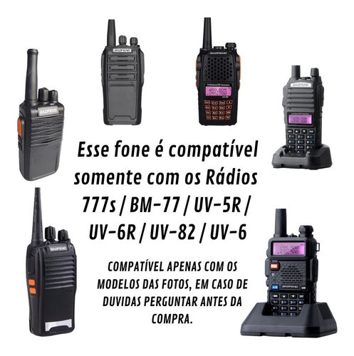 Fone Ouvido Microfone Para Rádio Comunicador Baofeng Kenwood 1