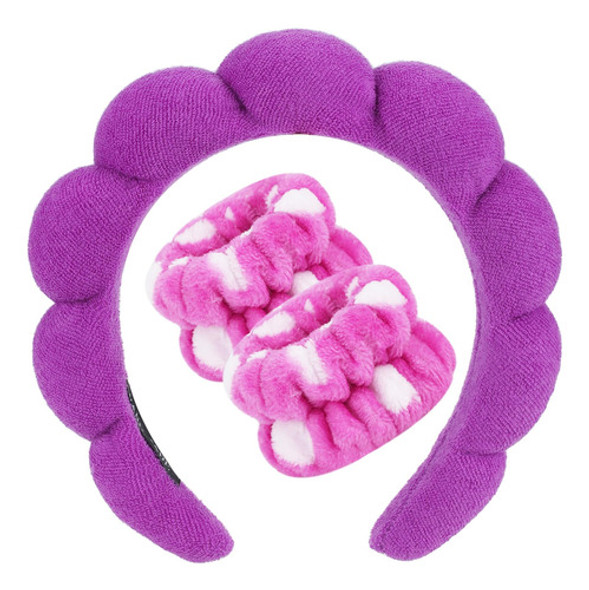 Vincha Cosmetologica +2 Muñequeras Tela Purpura 0