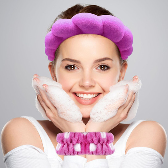 Vincha Cosmetologica +2 Muñequeras Tela Purpura 1