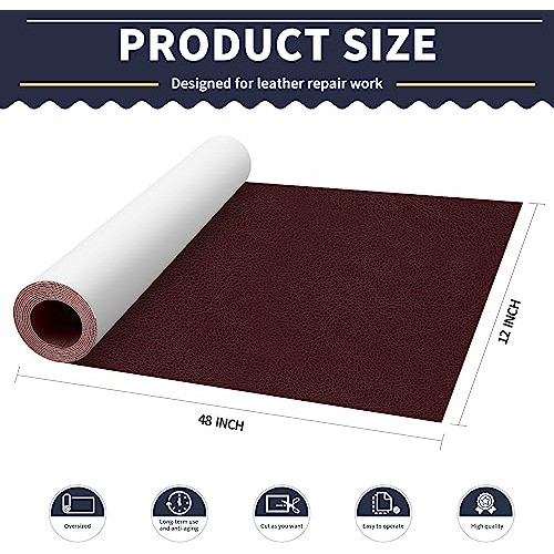Parche De Cuero Para Muebles 30cm X122cm Rojo Oscuro 1