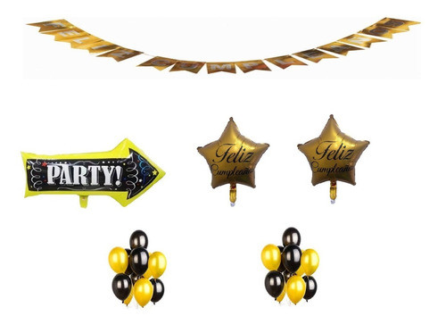1 Combo 24 Globos Banderin Flecha Party, Estrellas Perlados 0