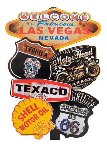 Placa Ativa De Parede Em Madeira Welcome Las Vegas Nevada 0
