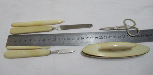 Antig Kit Manicura Lima Tijera 6 Piezas Noble Material Ivory 1