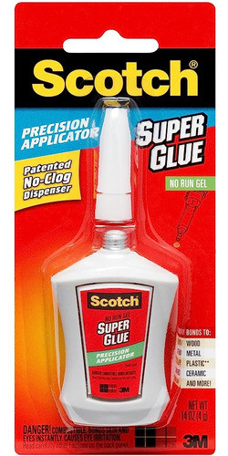 Scotch Ad125 Super Glue Gel, Aplicador De Precisión, 0.14 Oz 0