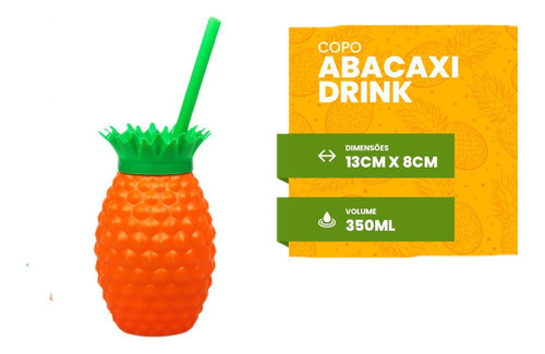 20 Unidades Copos Abacaxi Amarelo 300ml 1