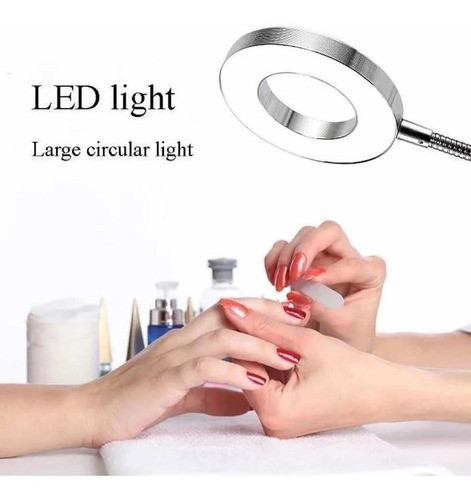 Lampara Led Usb Aro De Luz 3 Tonos Con Broche Para Manicura 1