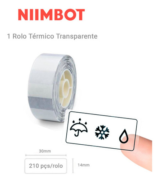 1 Rolo Etiqueta Transparente Niimbot 30x14mm (210un) D110 D1 0
