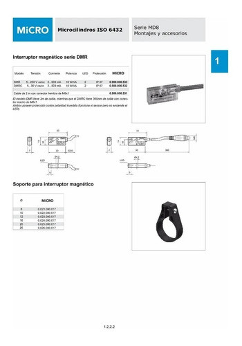 Sensor Magnético De Cilindro Micro Con Cable Modelo Dmr 1