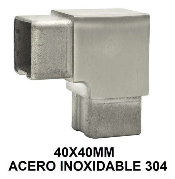 Unión 90° Caño Cuadrado 40x40mm Acero Inoxidable 1