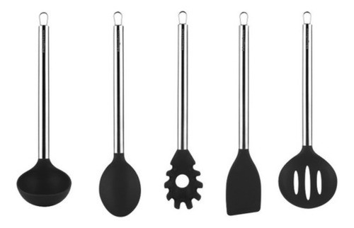 Set 5 Utensilios Magefesa Acero Inoxidable Silicona Teflón 0