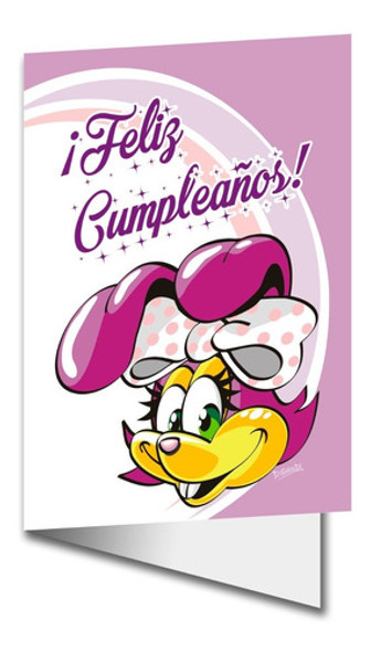 Dos Tarjetas De Feliz Cumpleaños Conejita Con Sobre 0