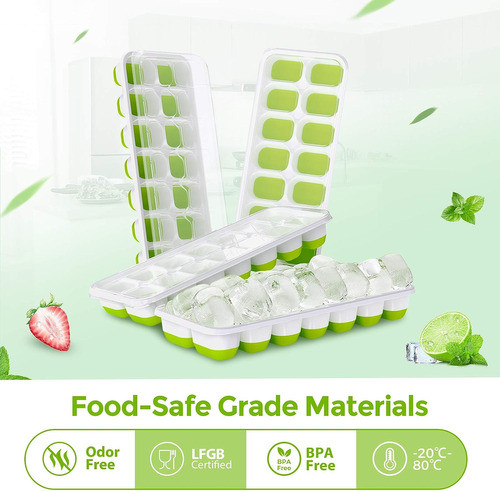 Cubetera Hielo Libre Bpa Fácil Liberación Silicona Apilable 1