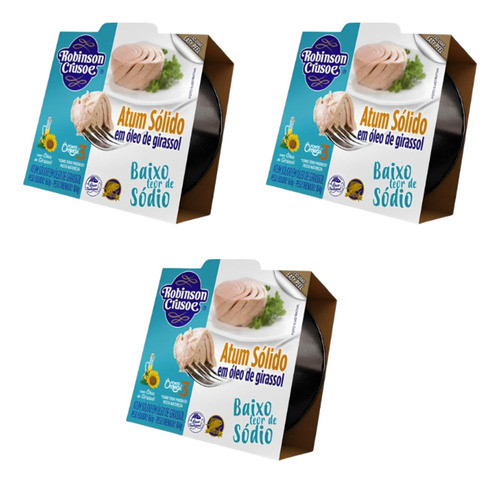 Kit 3 Atum Sólido Em Óleo De Girassol Robinson Crusoe 160g 0