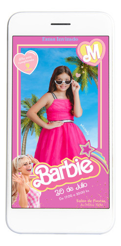 Invitación Digital Barbie Con Foto Para Whatsapp 0