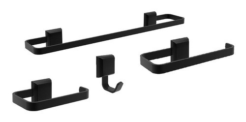 Kit De Acessórios Para Banheiro 4 Peças Luxo Preto 0