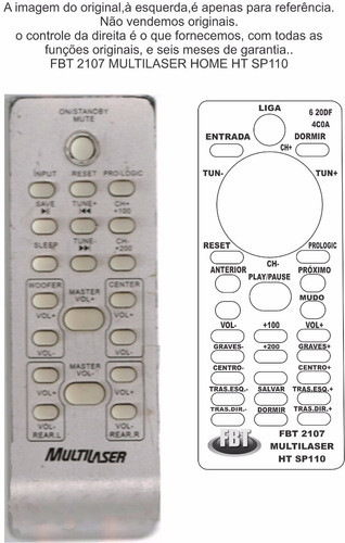Controle P/ Multilaser Sp 110 Sp110 Home Fbt 2107 0