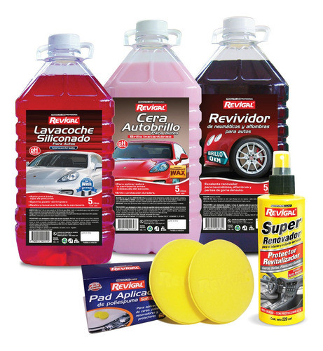 Shampoo Rojo Autobrillo Revividor Renovador Y Pads Revigal 0