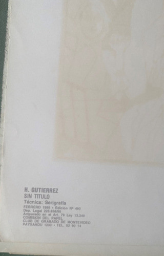 H. Gutiérrez, Serigrafía, Club De Grabado,  1991 1