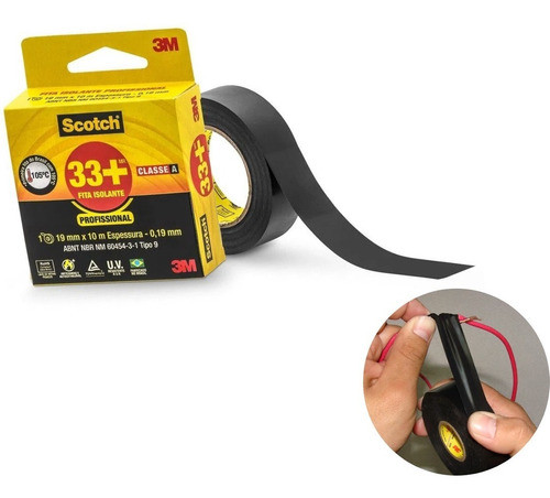 Fita Isolante 3m Preto 19mmx5m Scoth 33+ Profissional 1