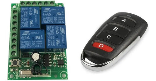 Modulo Receptor Y Control Remoto 12v Rf 433mhz 4 Canales 1