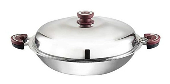Bufalo Wok De Fondo Plano De Acero Inoxidable (35 Cm) 0