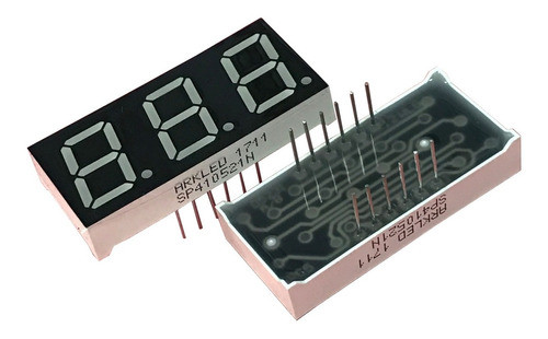 20x Display Led 7 Segmentos 3 Digitos Vermelho (0.52) Catodo 1